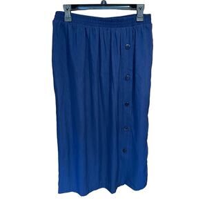 Susan Graver S.G. Sport Collection Side Button Long Slim Skirt Navy Size Large